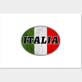 ITALY ITALIA EURO OVAL VINTAGE TRAVEL FLAG ROME SICILY NAPLES VENICE Posters and Art